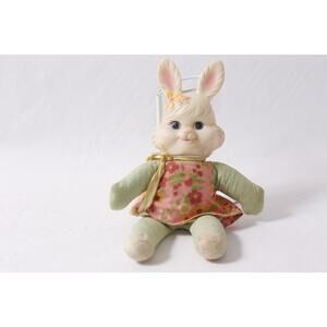 Easter Unlimited Rabbit Doll w Vinyl Head and Soft Body Vintage ~ 260423-WH 1093